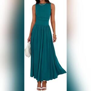 NWT BTFBM Sleeveless Casual Ruched High Waist Tank Long Flowy Maxi Dress, S 4-6